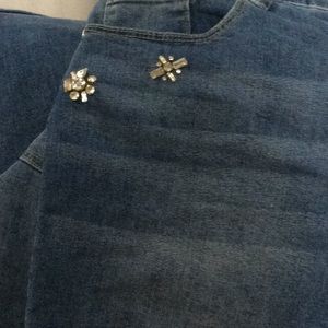 Jeweled Anne Klein girlfriend denim crops